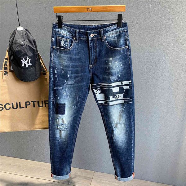 men's jeans design style small straight elastic jeans embroidered skull slim fit pants 7773 6ejn, Blue
men's jeans design style small straight elastic jeans embroidered skull slim fit pants 7773 6ejn, Blue