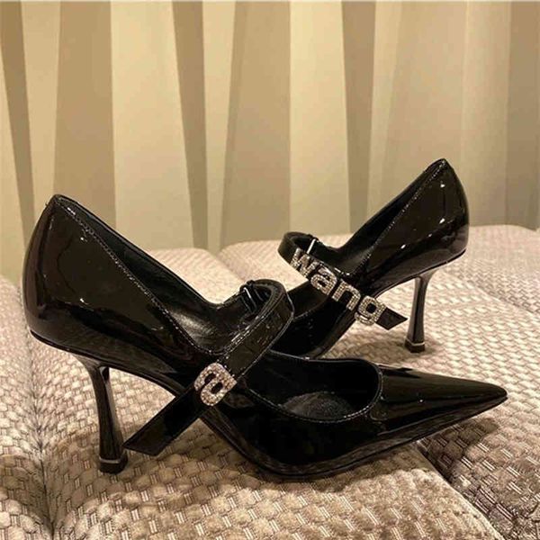 sandals letters high heels women stiletto patent leather pointed mary jane shoes isp8, Black
sandals letters high heels women stiletto patent leather pointed mary jane shoes isp8, Black