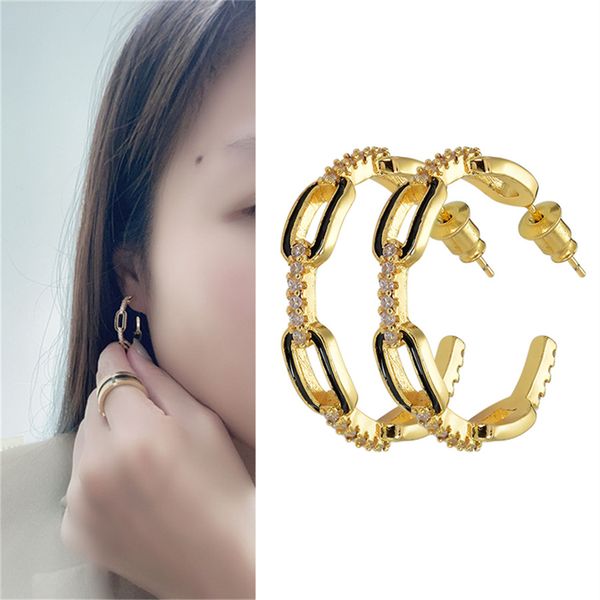 design jewelry earrings for women stylish hoop earring designer stud dripping glaze circle c-shaped indian real piercing luxury quality kore, Golden;silver 
design jewelry earrings for women stylish hoop earring designer stud dripping glaze circle c-shaped indian real piercing luxury quality kore, Golden;silver