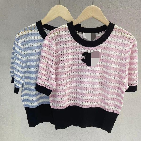 602 2022 milan runway spring summer brand same style sweater short sleeve crew neck blue pink kint pullover womens mingmei, White;black
602 2022 milan runway spring summer brand same style sweater short sleeve crew neck blue pink kint pullover womens mingmei, White;black