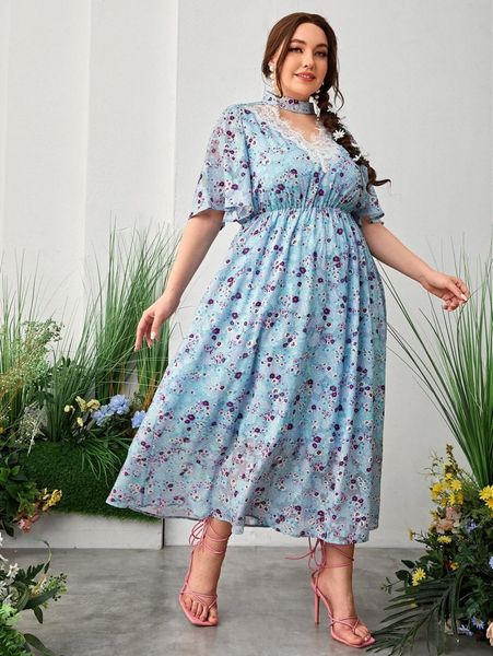 plus lace appliques floral print pearls belted dress 13rp#, Black 
plus lace appliques floral print pearls belted dress 13rp#, Black