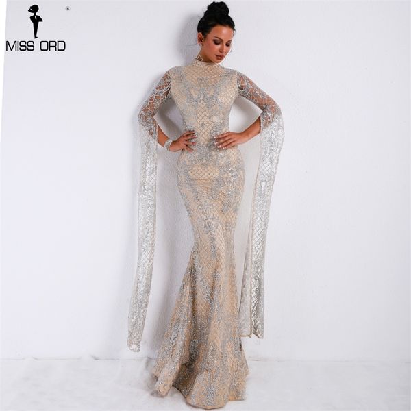 missord 2020 women high neck long sleeve split glitter dress female maxi elegant party dress robes lj200818, Black;gray
missord 2020 women high neck long sleeve split glitter dress female maxi elegant party dress robes lj200818, Black;gray