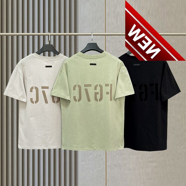 fee of god essentials fog high street loose casual couple fg7c flocking short sleeve t-shirt men, White;black