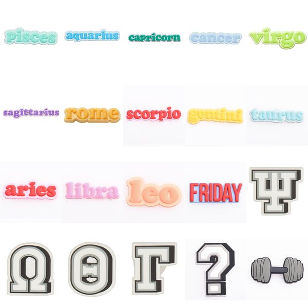 single sale twelve constellation letters shoes charms for croc accessories decoration fit for kids party gifts, White;pink
single sale twelve constellation letters shoes charms for croc accessories decoration fit for kids party gifts, White;pink