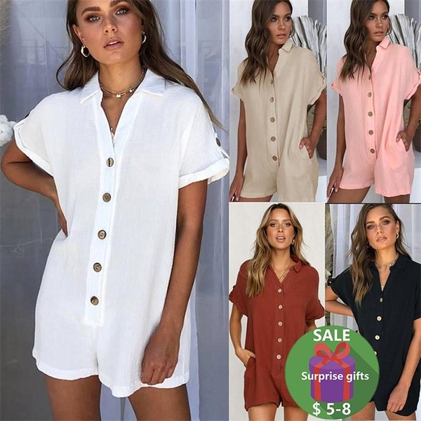 fashion women s summer solid color lapel shirt button jumpsuit short sleeved blended low waist bohemian lady straight pants t200704, Black;white
fashion women s summer solid color lapel shirt button jumpsuit short sleeved blended low waist bohemian lady straight pants t200704, Black;white