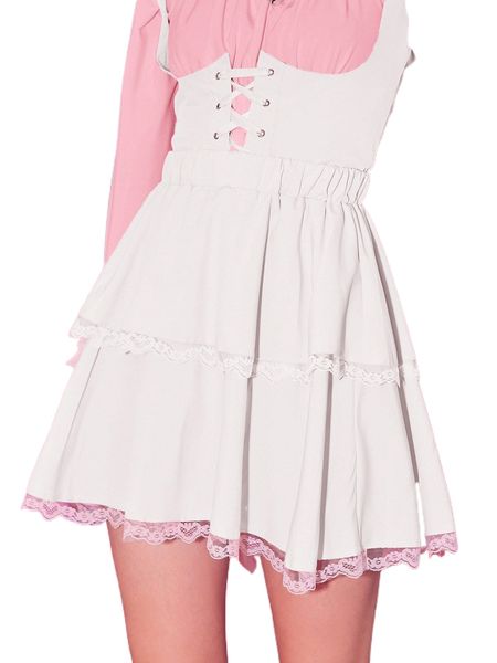 romwe contrast lace ruffle hem skirt p3to#, Black
romwe contrast lace ruffle hem skirt p3to#, Black