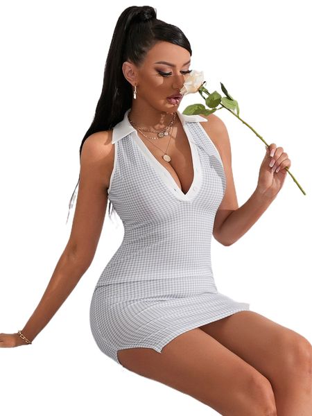 sxy gingham slit hem bodycon dress b2uz#, Black;gray
sxy gingham slit hem bodycon dress b2uz#, Black;gray