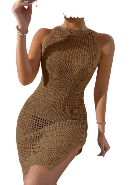 hollow out cut out back slit hem cover up dress without bikini set j3cl#, White;black
hollow out cut out back slit hem cover up dress without bikini set j3cl#, White;black