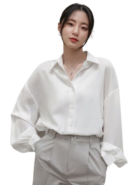 dazy-less drop shoulder solid shirt 85wd#, White
dazy-less drop shoulder solid shirt 85wd#, White