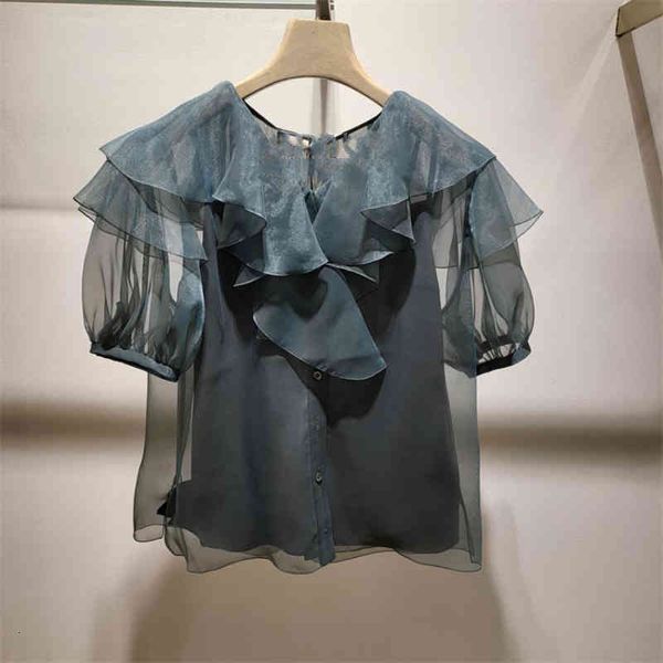 women's knits tees light and round neck short sleeve chiffon shirt niche summer bubble sleeve loose wood ear edge top, White
women's knits tees light and round neck short sleeve chiffon shirt niche summer bubble sleeve loose wood ear edge top, White