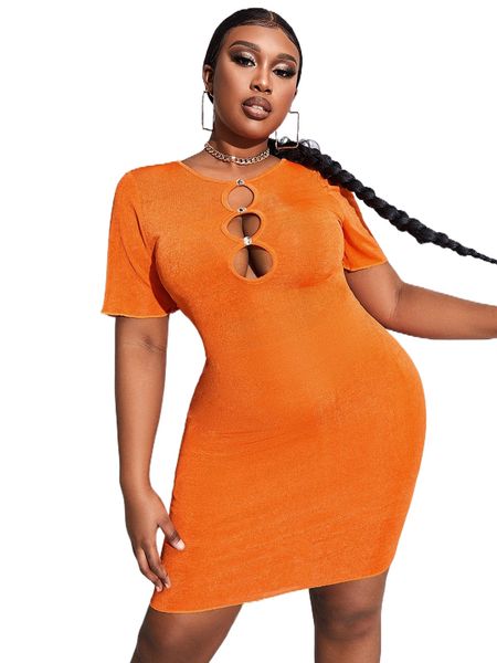 sxy plus cut out knot backless bodycon dress x7y4#, Black 
sxy plus cut out knot backless bodycon dress x7y4#, Black