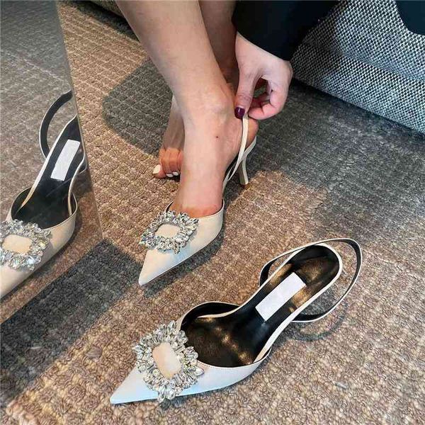 sandals jimmy chic square button pointed shallow mouth back hollow high-heeled sandals white baotou commuting wedding shoes 2c2a, Black 
sandals jimmy chic square button pointed shallow mouth back hollow high-heeled sandals white baotou commuting wedding shoes 2c2a, Black