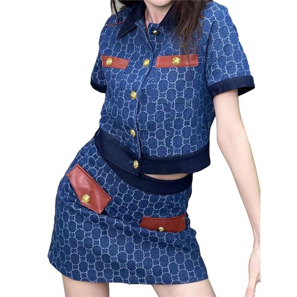 stylish jacquard denim dresses set short sleeved short skirt suit spring summer metal buckle dress leather patch bag decoration, Black;pink
stylish jacquard denim dresses set short sleeved short skirt suit spring summer metal buckle dress leather patch bag decoration, Black;pink