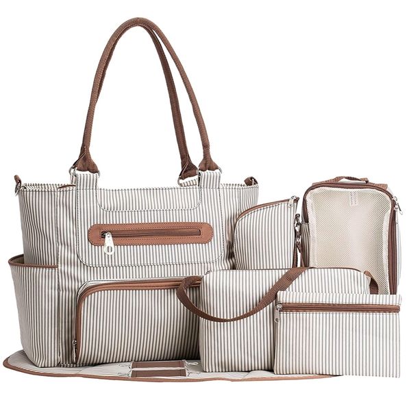 diaper bag 7 pieces set nappy tote bag large capacity for baby mom dad travel bag with stroller straps 220706
diaper bag 7 pieces set nappy tote bag large capacity for baby mom dad travel bag with stroller straps 220706