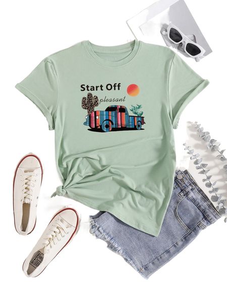 car and letter graphic tee n7ix#, White