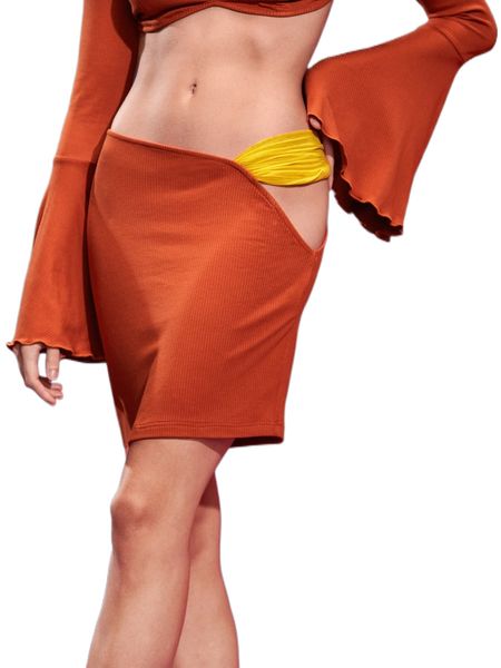 x sean betco contrast panel cut out waist skirt o1z9#, Black
x sean betco contrast panel cut out waist skirt o1z9#, Black