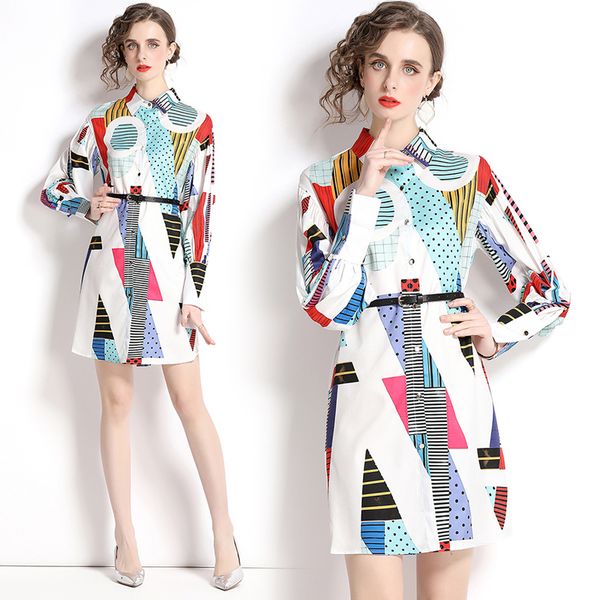 2022 fashion print classic shirt dress long sleeve woman designer sweet vacation elegant lapel mini dress spring autumn women clothes office, Black;gray
2022 fashion print classic shirt dress long sleeve woman designer sweet vacation elegant lapel mini dress spring autumn women clothes office, Black;gray