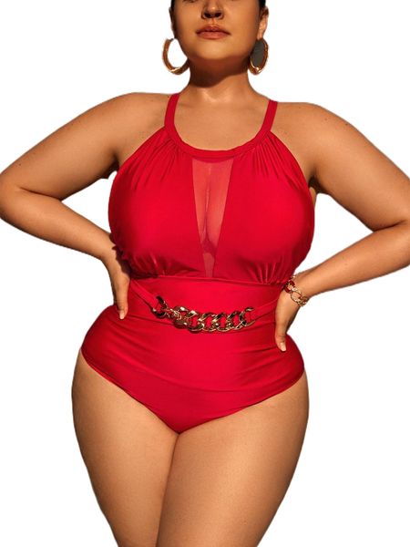 plus mesh panel chain detail crisscross backless one piece swimsuit u1cd#, White;black
plus mesh panel chain detail crisscross backless one piece swimsuit u1cd#, White;black