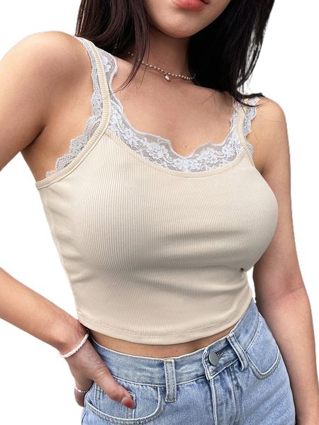 dazy contrast lace cami k9jj#, White