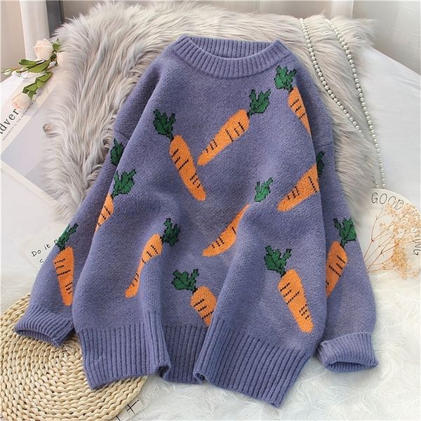 autumn winter women carrot printed sweaters warm pullover long sleeve loose vintage sweater lady sweaters harajuku 201204, White;black
autumn winter women carrot printed sweaters warm pullover long sleeve loose vintage sweater lady sweaters harajuku 201204, White;black