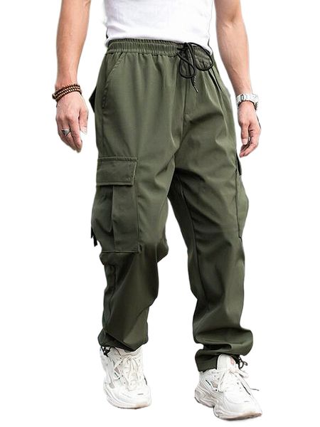 men flap pocket side drawstring waist cargo pants h6lw#, Black
men flap pocket side drawstring waist cargo pants h6lw#, Black