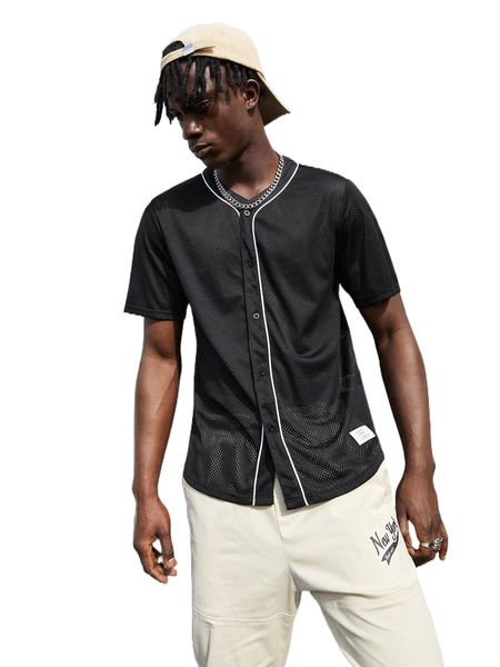 men button front fish mesh shirt x8uf#, White;black
men button front fish mesh shirt x8uf#, White;black