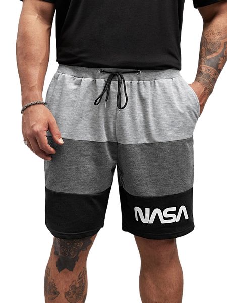 extended sizes men color block letter graphic grommet drawstring waist shorts e0e7#, White;black
extended sizes men color block letter graphic grommet drawstring waist shorts e0e7#, White;black