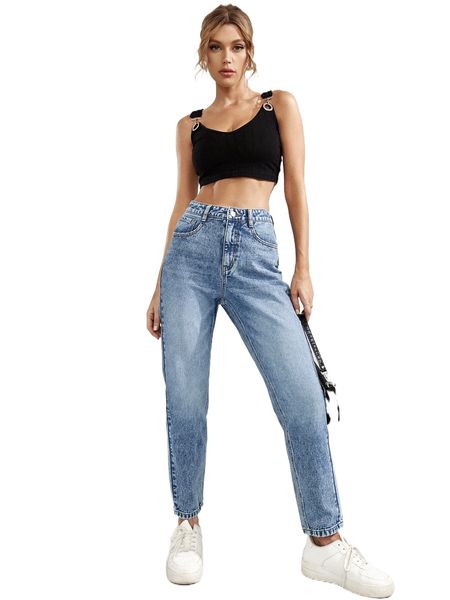 high waist straight leg jeans b2tn#, Blue
high waist straight leg jeans b2tn#, Blue