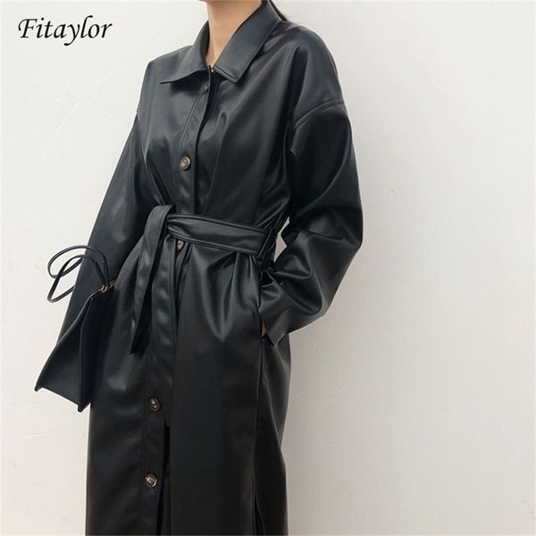 fitaylor pu leather long jacket spring women loose belt faux leather windbreaker trench coat slim spring jacket 201224, Black
fitaylor pu leather long jacket spring women loose belt faux leather windbreaker trench coat slim spring jacket 201224, Black
