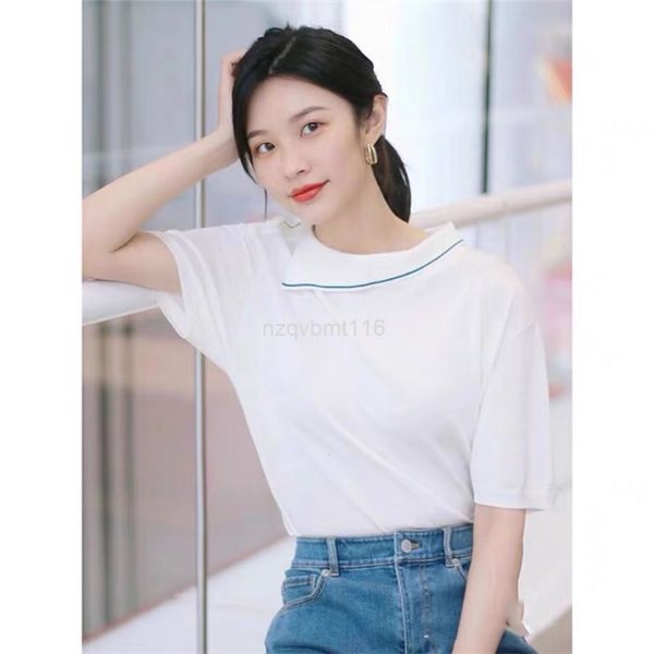 women's t-shirt summer cici navy oblique neck knitted solid color short sleeve t-shirt silk cotton thin pullover loose type fresh and s, White
women's t-shirt summer cici navy oblique neck knitted solid color short sleeve t-shirt silk cotton thin pullover loose type fresh and s, White