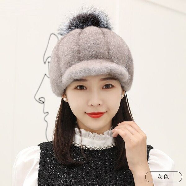 women winter fur hat real mink peaked cap fox pompom knight hat grey black, Blue;gray
women winter fur hat real mink peaked cap fox pompom knight hat grey black, Blue;gray