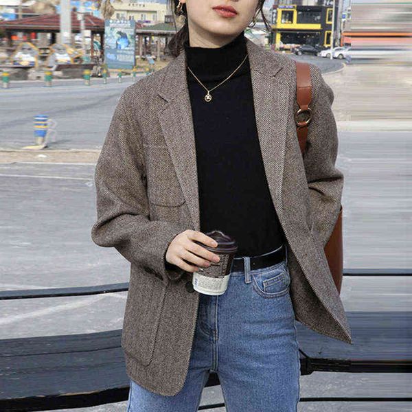 peonfly vintage single breasted women blazer korean style casual long sleeve jacket formal retro office work outerwear j220813, White;black
peonfly vintage single breasted women blazer korean style casual long sleeve jacket formal retro office work outerwear j220813, White;black