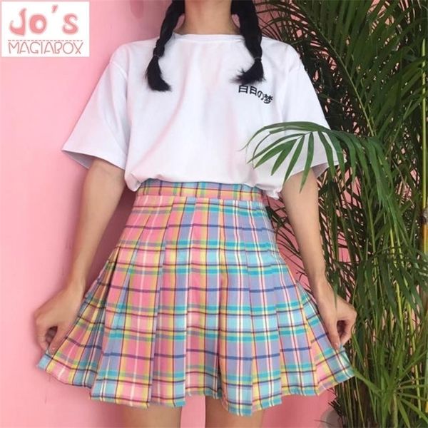 new rainbow plaid skirt women kawaii harajuku mini pleated skirt korean uniform midi skirt cute high waist female bottoms y200704, Black
new rainbow plaid skirt women kawaii harajuku mini pleated skirt korean uniform midi skirt cute high waist female bottoms y200704, Black