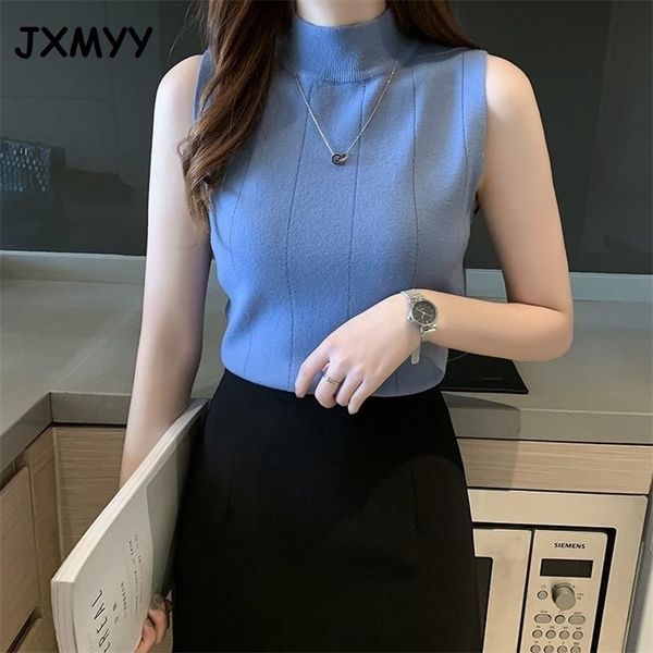 half-high neck sleeveless sweater women summer fashion slim thin bottoming shirt with vest short jxmyy 210412, White
half-high neck sleeveless sweater women summer fashion slim thin bottoming shirt with vest short jxmyy 210412, White
