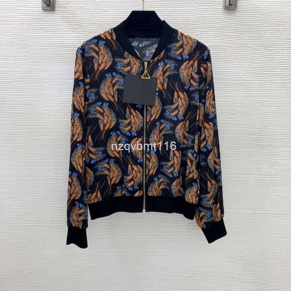 women's jackets early autumn 100% silk air conditioning shirt wheat print stand collar thin long sleeve zipper coat, Black;brown
women's jackets early autumn 100% silk air conditioning shirt wheat print stand collar thin long sleeve zipper coat, Black;brown
