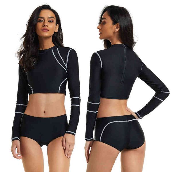 sleeved split long surf suit sunscreen women's swim diving swim onihua 727037, White;black
sleeved split long surf suit sunscreen women's swim diving swim onihua 727037, White;black