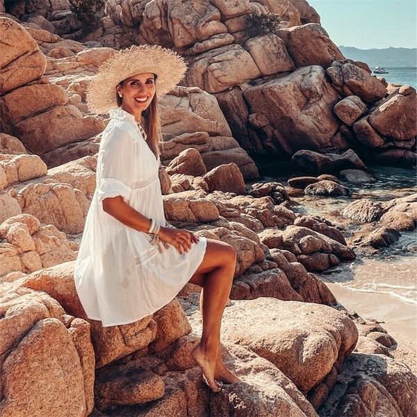hollow out deep v-neck turn down collar long sleeve mini dress white cotton tunic women plus size summer beach dress q1082 220510, Black;gray
hollow out deep v-neck turn down collar long sleeve mini dress white cotton tunic women plus size summer beach dress q1082 220510, Black;gray