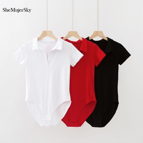 shemujersky women solid white bodysuit turndown vneck short sleeve bodysuits mono corto mujer y200401, Black;white
shemujersky women solid white bodysuit turndown vneck short sleeve bodysuits mono corto mujer y200401, Black;white