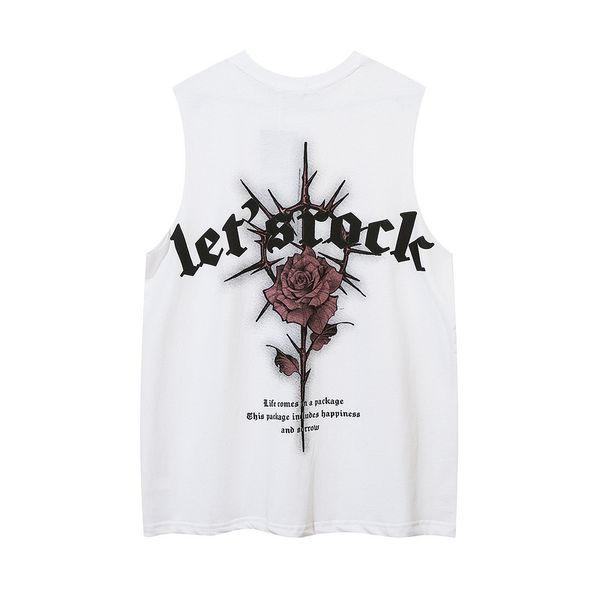 men' tank summer european and american tide brand retro hip-hop dark rose print high street sleeveless sweat vest women, White;black
men' tank summer european and american tide brand retro hip-hop dark rose print high street sleeveless sweat vest women, White;black