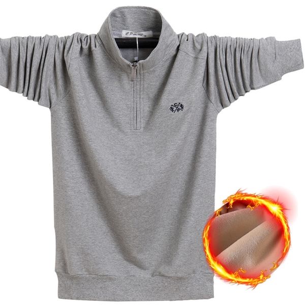 men polo shirt cotton autumn winter warm solid color male long sleeve polo shirt brand plus size men's with fleece tee 6xl 210308, White;black
men polo shirt cotton autumn winter warm solid color male long sleeve polo shirt brand plus size men's with fleece tee 6xl 210308, White;black