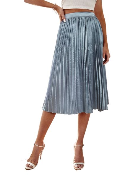 high waist satin pleated skirt n1y7#, Black
high waist satin pleated skirt n1y7#, Black