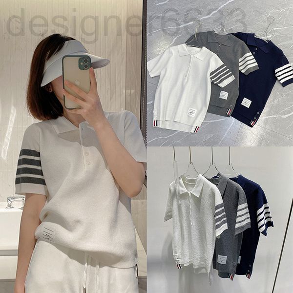 women's knits & tees designer tb spring and summer four bar striped yarn dyed short sleeve waffle polo shirt for men women oq1k, White
women's knits & tees designer tb spring and summer four bar striped yarn dyed short sleeve waffle polo shirt for men women oq1k, White