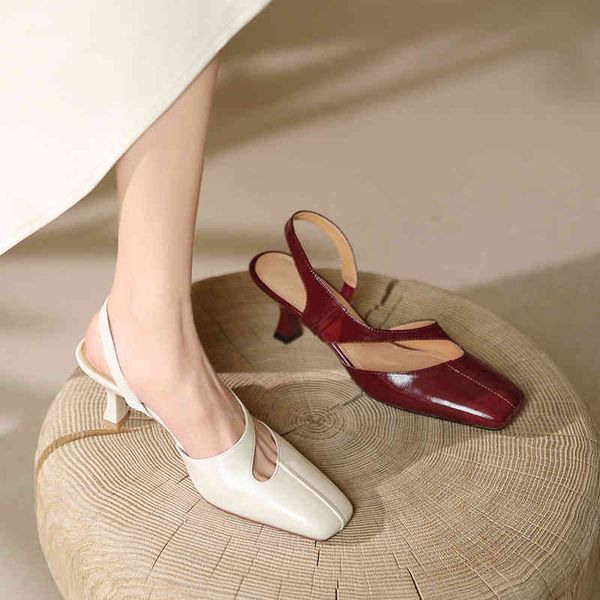 sandals french style baotou square head back empty horse oilskin sandals summer thin heel temperament high-heeled women t06j, Black
sandals french style baotou square head back empty horse oilskin sandals summer thin heel temperament high-heeled women t06j, Black