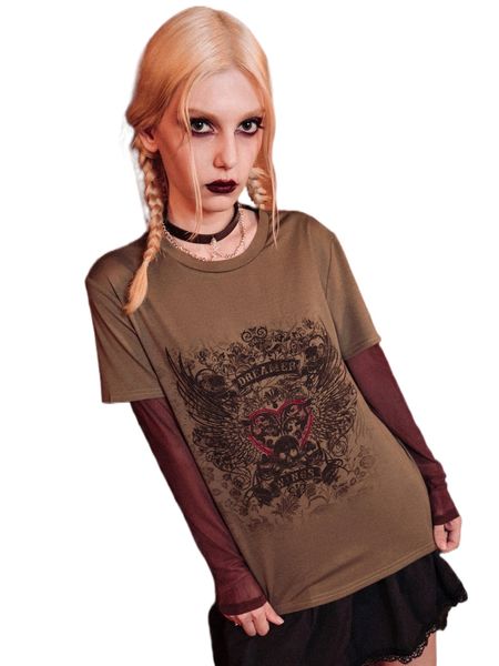 romwe dark academia 2 in 1 contrast mesh letter skull graphic tee y6cj#, White
romwe dark academia 2 in 1 contrast mesh letter skull graphic tee y6cj#, White