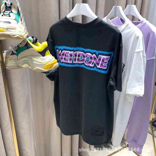 brand designer men's and women's t-shirt 2021ss welldone printed letters on the back loose fashion short sleeve casual, White 
brand designer men's and women's t-shirt 2021ss welldone printed letters on the back loose fashion short sleeve casual, White