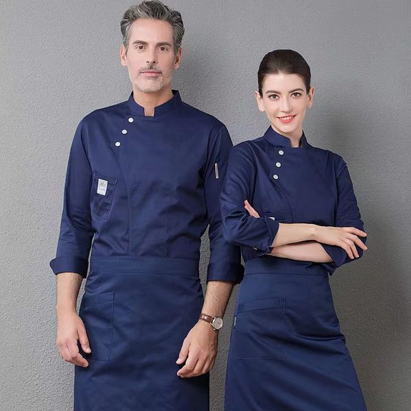 c2 chef jacket blue uniform long sleeves restaurant uniform coat white pliester apron summer kitchen ladies mens chef shirts, Black;white
c2 chef jacket blue uniform long sleeves restaurant uniform coat white pliester apron summer kitchen ladies mens chef shirts, Black;white