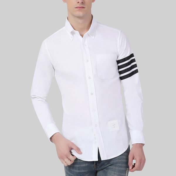 2022 spring men's shirt classic black 4-bar striped luxury brand casual shirts business fashion england style slim fit cotton oxford so, White;black
2022 spring men's shirt classic black 4-bar striped luxury brand casual shirts business fashion england style slim fit cotton oxford so, White;black