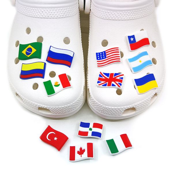 moq 100pcs national flag pattern croc jibz 2d soft rubber shoe accessories decoration shoe buckles charms trinkets fit men women's sand, White;pink 
moq 100pcs national flag pattern croc jibz 2d soft rubber shoe accessories decoration shoe buckles charms trinkets fit men women's sand, White;pink