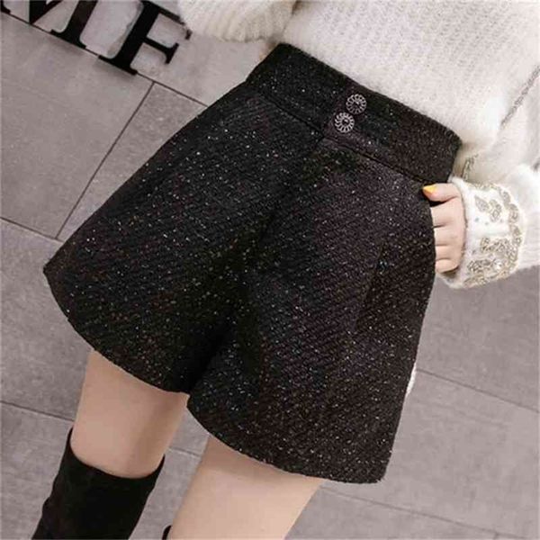 women spring winter woolen shorts women fashion black solid pattern high waist sequin tweed short pants 210331, White;black
women spring winter woolen shorts women fashion black solid pattern high waist sequin tweed short pants 210331, White;black