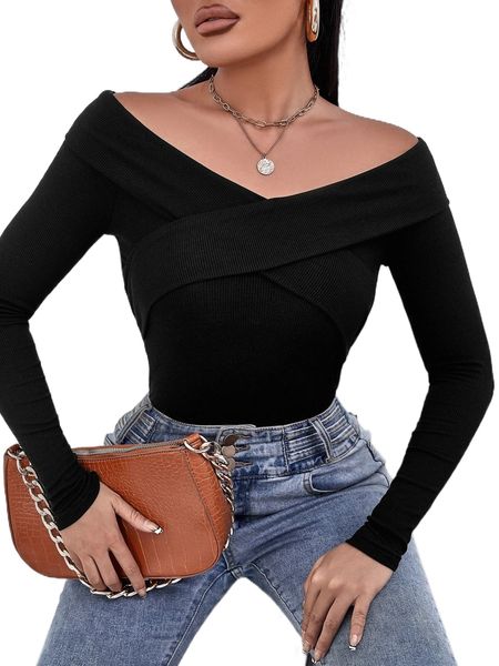 sxy rib-knit criss cross tee d0oc#, White
sxy rib-knit criss cross tee d0oc#, White